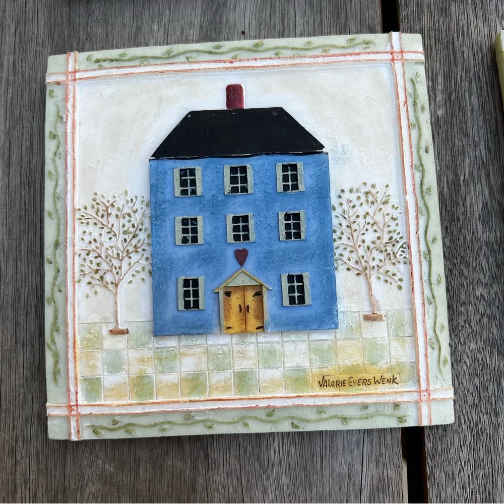 Valorie Evers Wink Cottage Colonial Home Wall Hanging Tiles Set of Four Resin